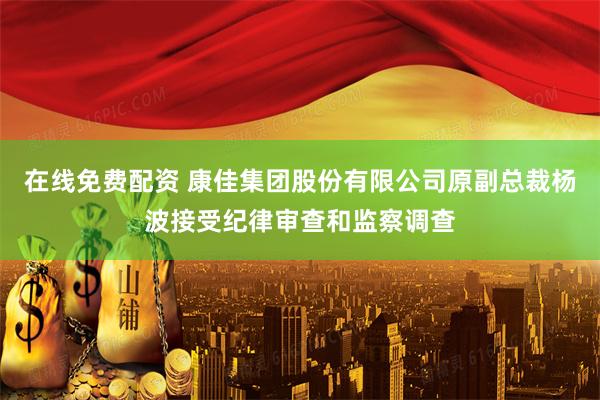 在线免费配资 康佳集团股份有限公司原副总裁杨波接受纪律审查和监察调查